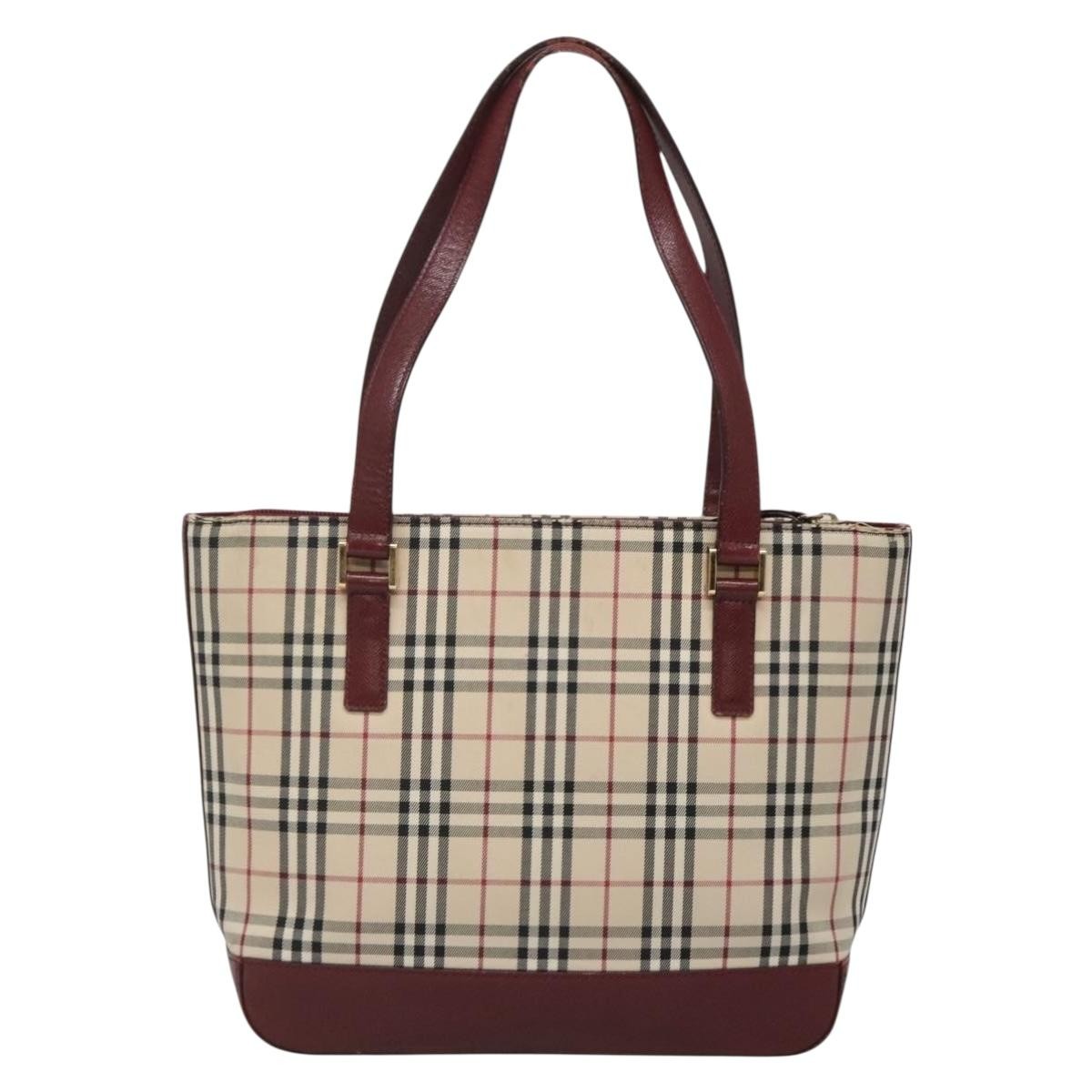 Burberry Nova Check Tote Canvas And Leather Beige Canvas Tote Bag