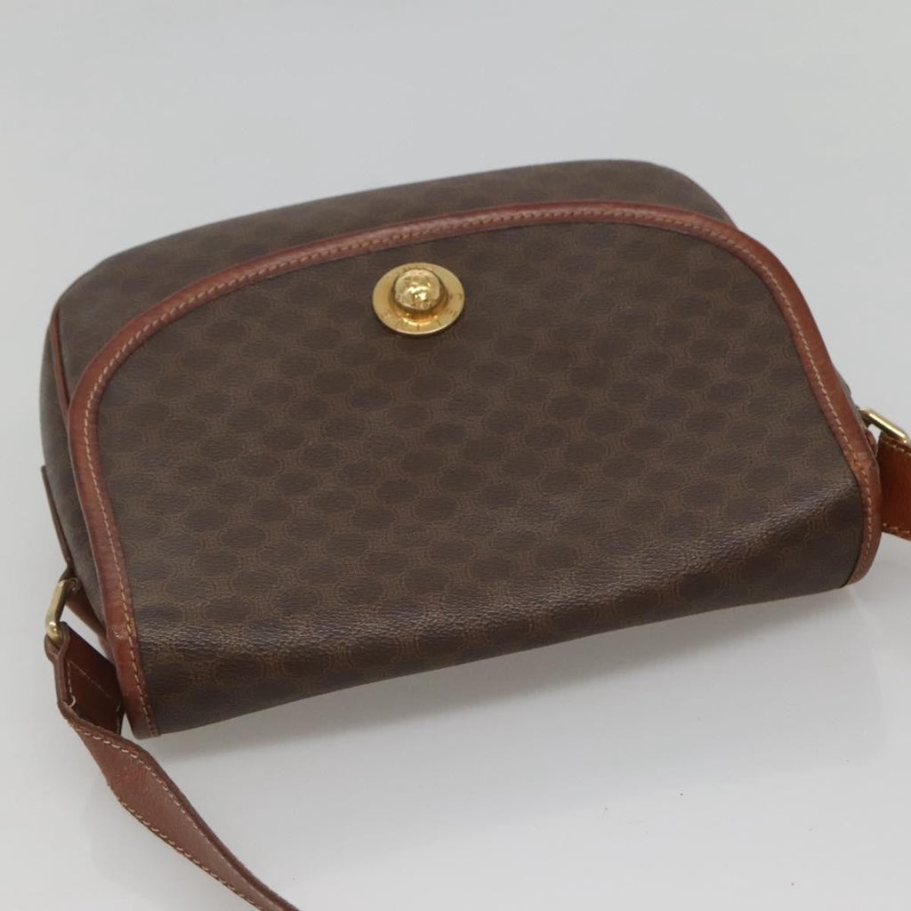 Celine Vintage Macadam Shoulder Bag Canvas And Leather Brown Canvas Shoulder Bag Bag
