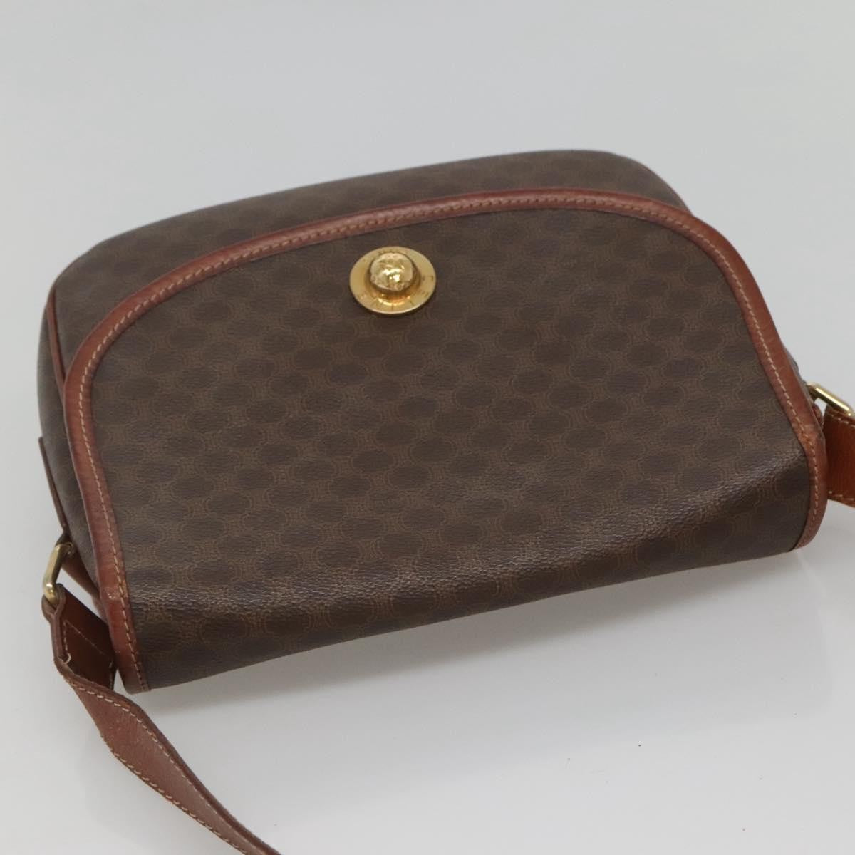 Celine Vintage Macadam Shoulder Bag Canvas And Leather Brown Canvas Shoulder Bag Bag