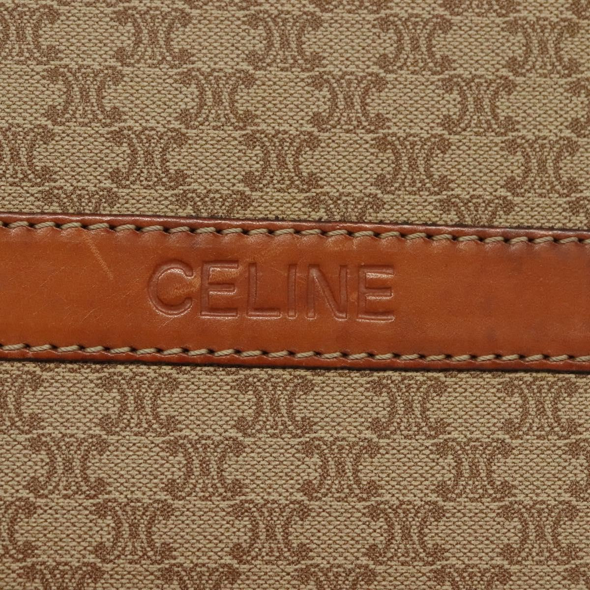 Celine Vintage Macadam Shoulder Bag Canvas And Leather Beige Canvas Bag