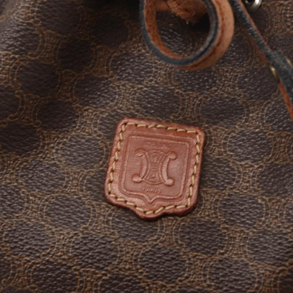 Celine Vintage Macadam Shoulder Bag Canvas And Leather Brown Canvas Shoulder Bag Bag