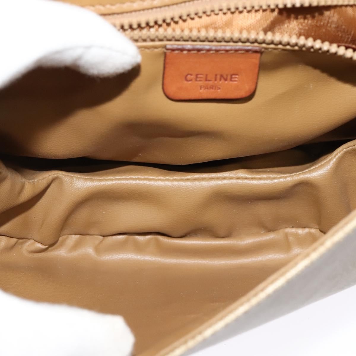 Celine Macadam Shoulder Bag Pvc Leather Beige Canvas Bag