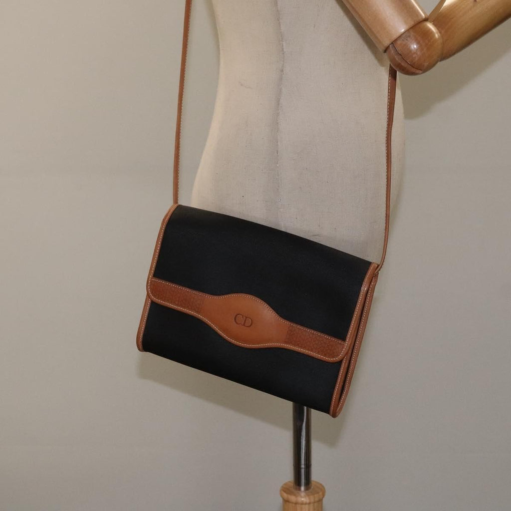 Christian Dior Vintage Cd Flap Shoulder Bag Canvas Black Pvc Shoulder Bag Bag (Pre-Owned)