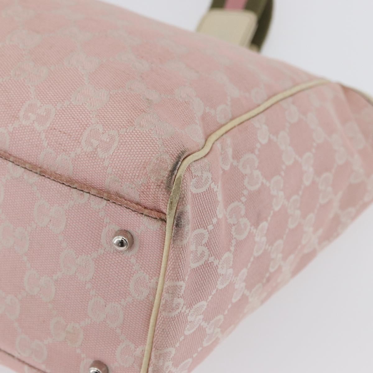 Gucci Web Handle Buckle Tote Gg Canvas Pink Canvas Tote Bag Bag (Pre-Owned)