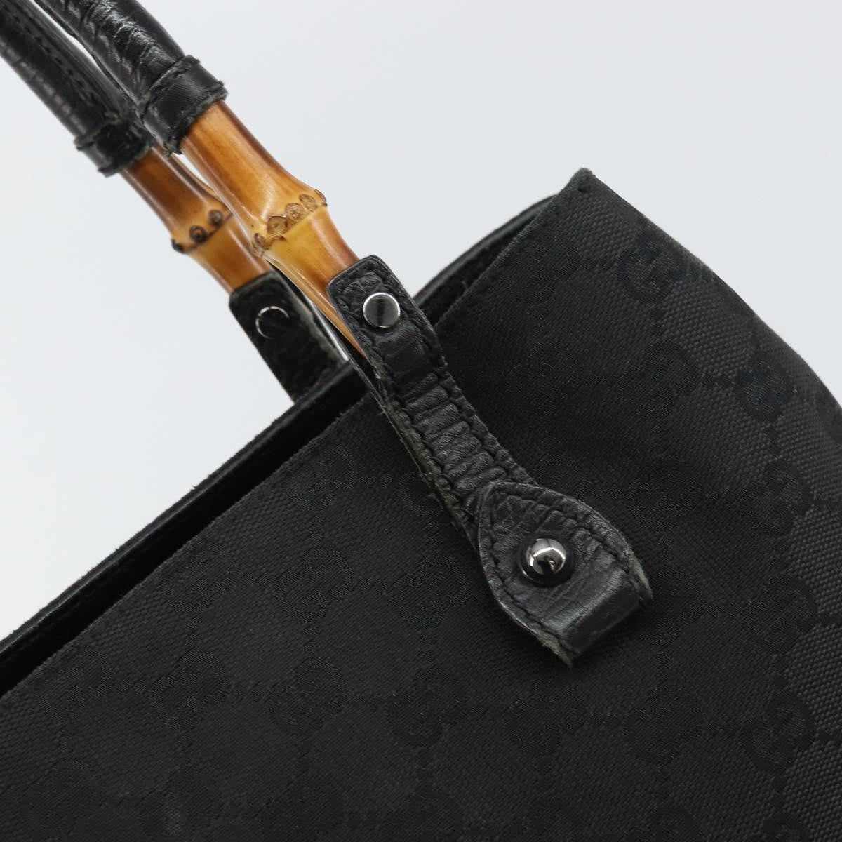 Gucci Bamboo Tote Bag Canvas Black Canvas Tote Bag Bag (Pre-Owned)