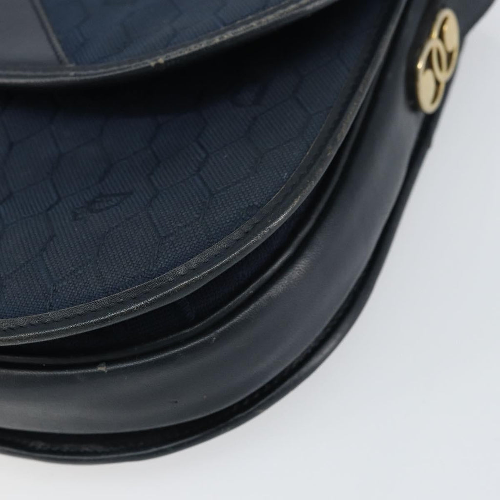 Christian Dior Vintage Honeycomb Shoulder Bag Canvas Navy Canvas Shoulder Bag Bag (Pre-Owned)