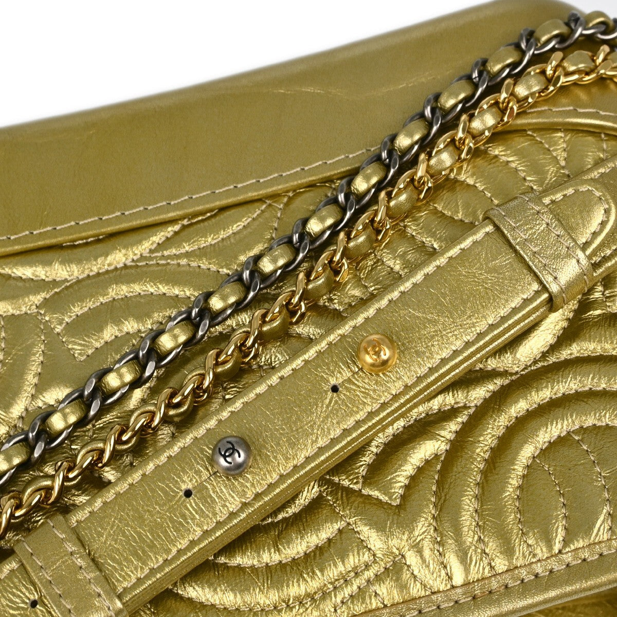 Chanel Gabrielle Hobo Quilted Metallic Aged Calfskin Gold Leather Shoulder Bag Bag