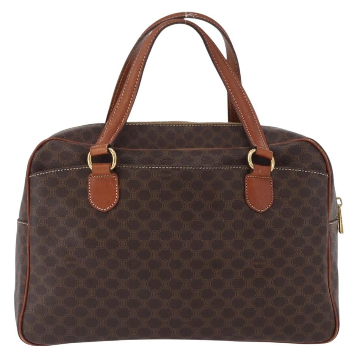 Celine Vintage Macadam Handbag Canvas And Leather Brown Canvas Handbag