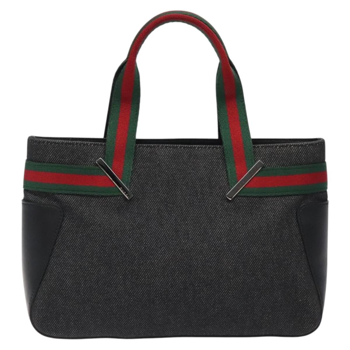 Gucci Vintage Tote Canvas Black Canvas Tote Bag Bag (Pre-Owned)