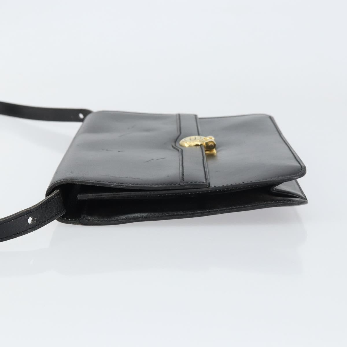 Christian Dior Vintage Shoulder Bag Leather Black Leather Shoulder Bag Bag (Pre-Owned)