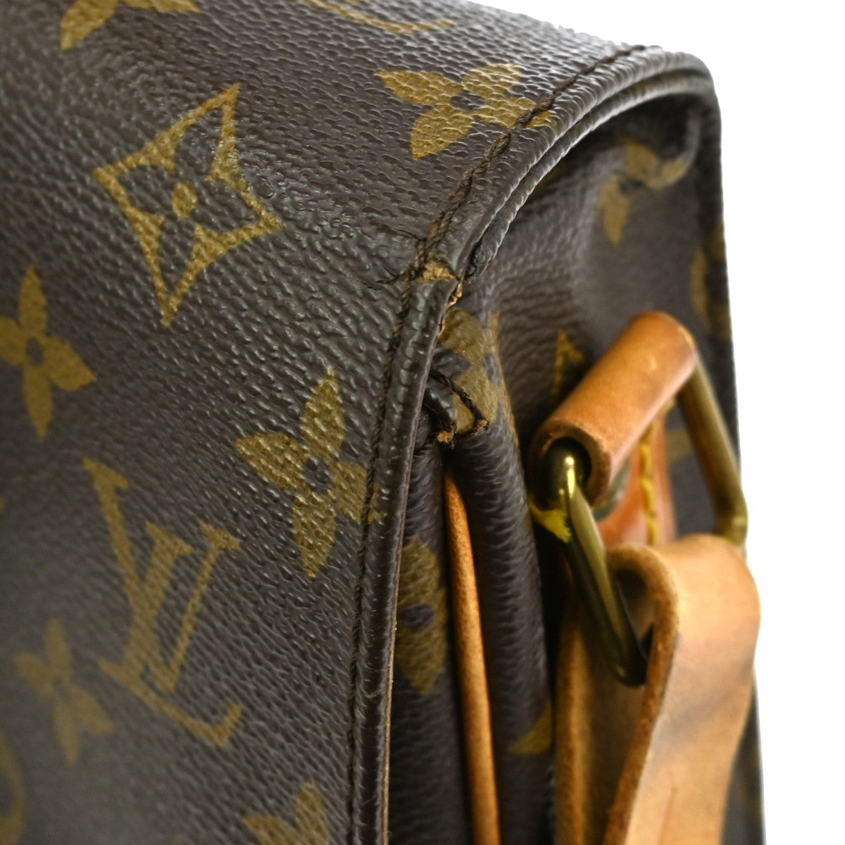 Louis Vuitton Cartouchiere Handbag Monogram Canvas Brown Canvas Shoulder Bag