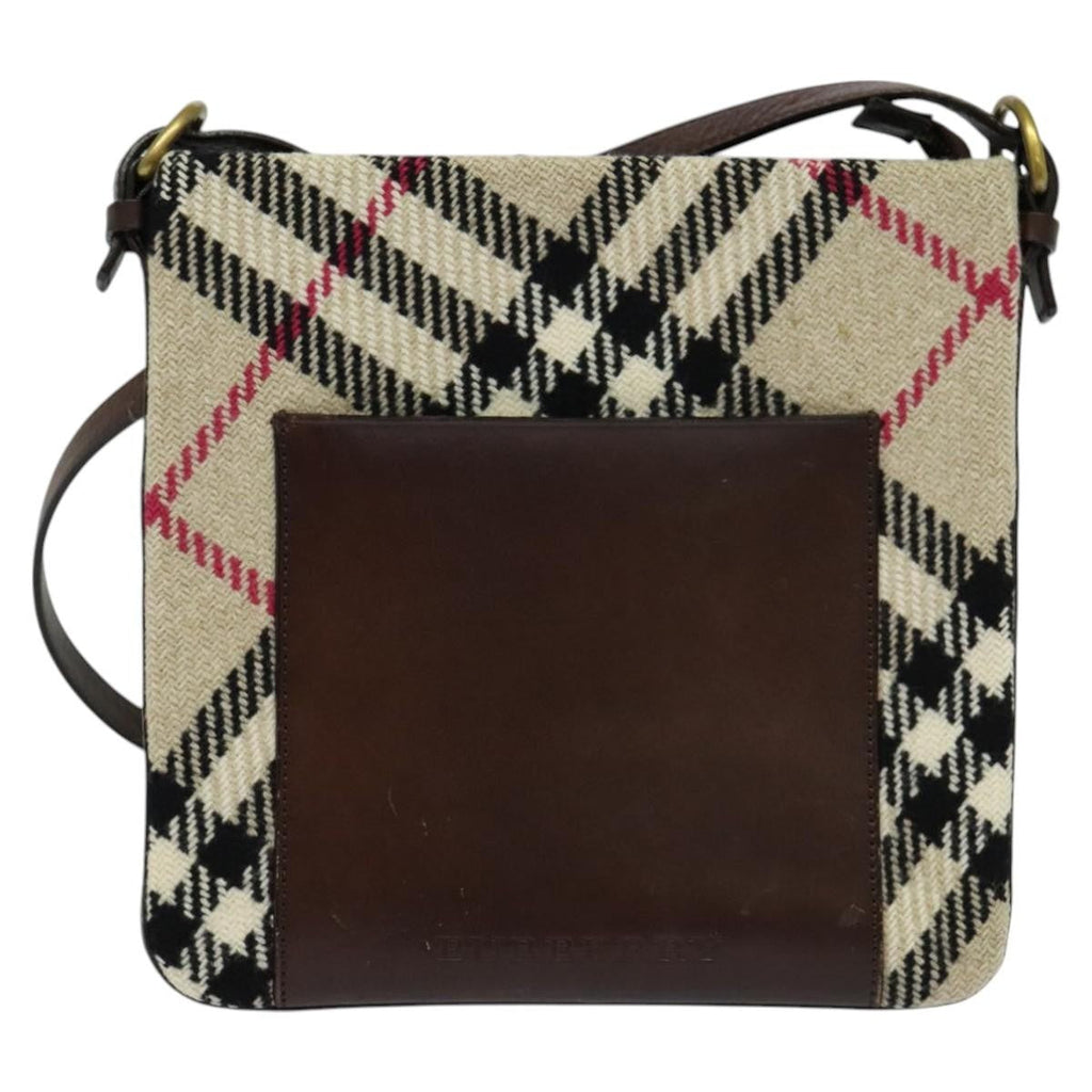Burberry Nova Check Shoulder Bag Canvas Beige Canvas Shoulder Bag
