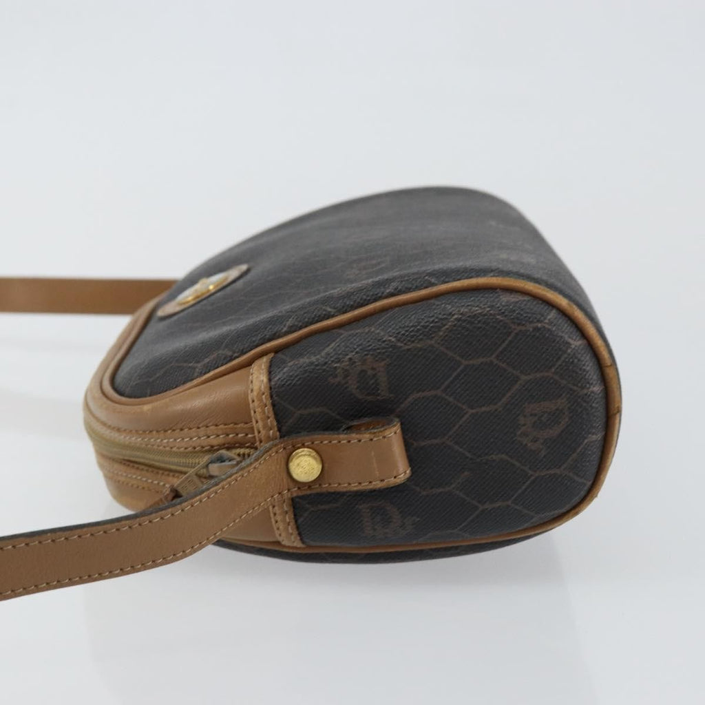 Christian Dior Vintage Honeycomb Shoulder Bag Canvas And Leather Black Canvas Shoulder Bag Bag (Pre-Owned)