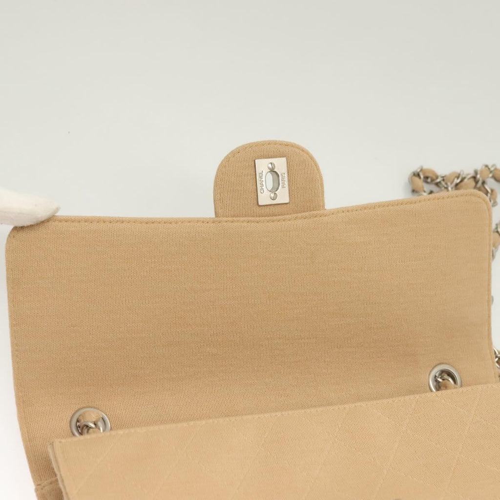 Chanel Matelasse Chain Shoulder Bag Leather Beige Cotton Shoulder Bag Bag