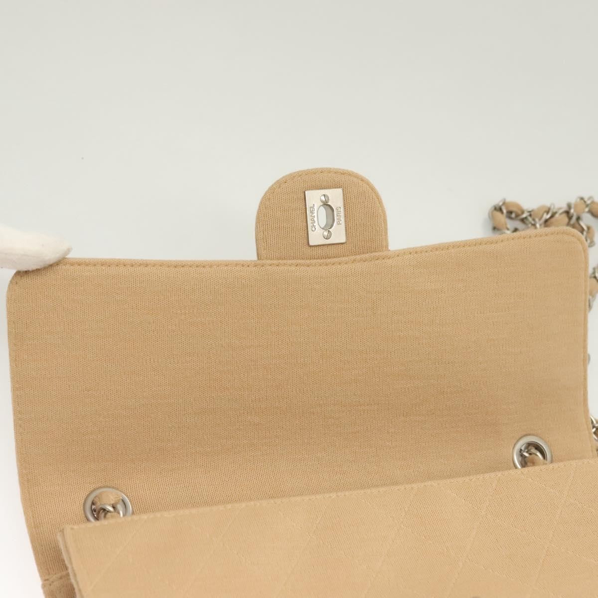 Chanel Matelasse Chain Shoulder Bag Leather Beige Cotton Shoulder Bag Bag