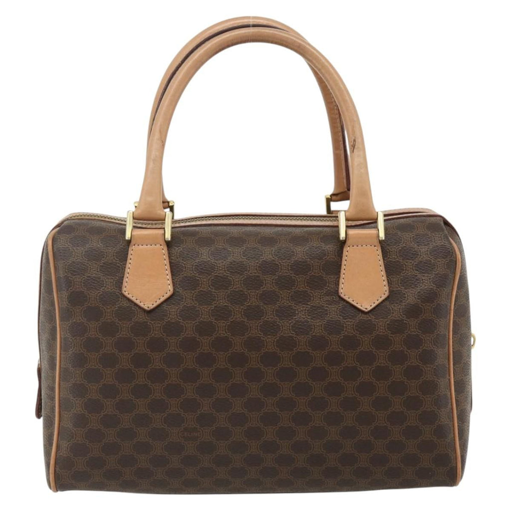 Celine Vintage Macadam Boston Bag Canvas And Leather Brown Canvas Handbag