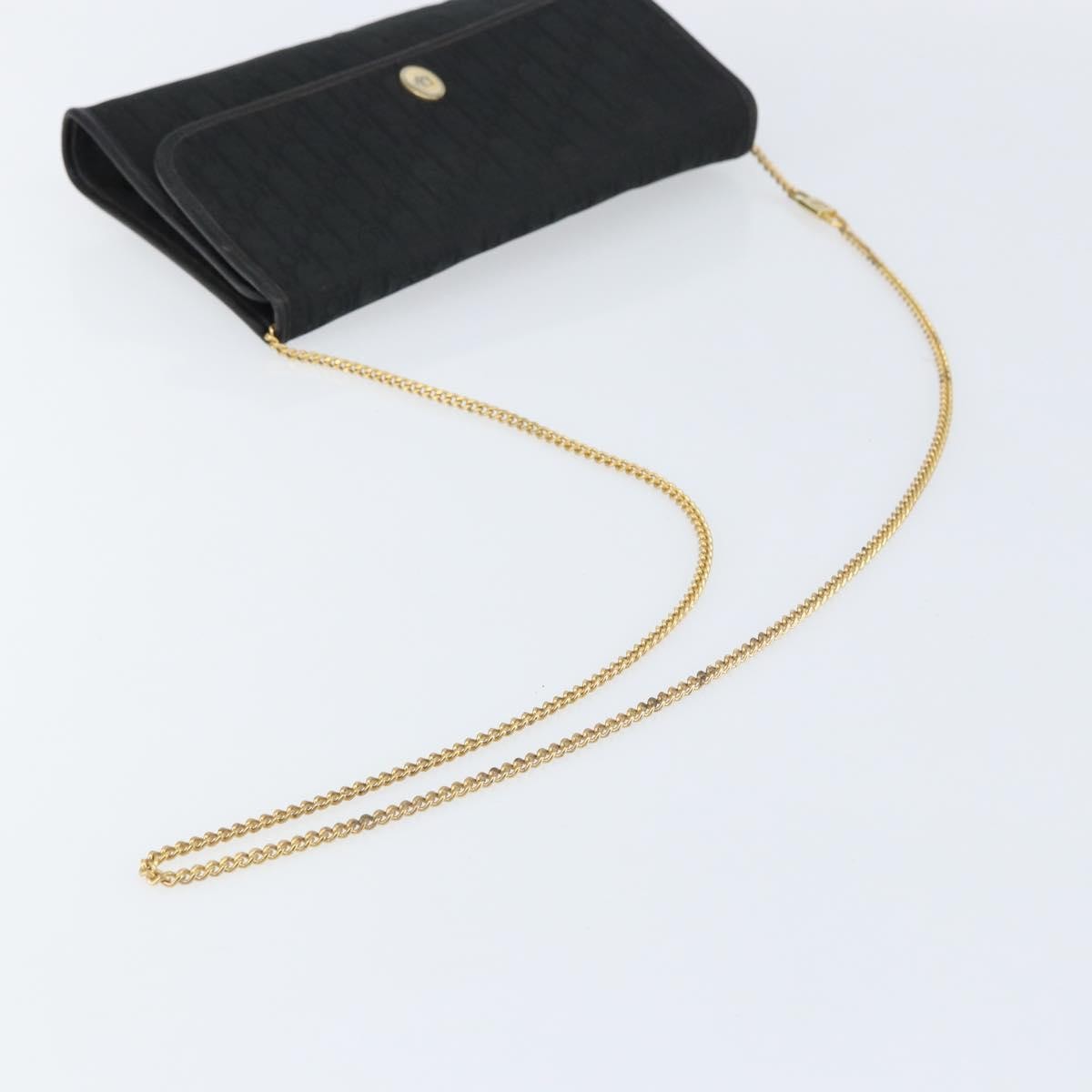 Christian Dior Vintage Chain Flap Shoulder Bag Diorissimo Canvas Black Canvas Shoulder Bag Bag (Pre-Owned)