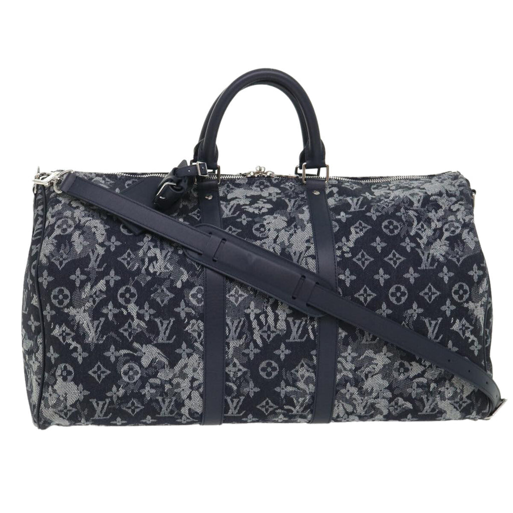 Louis Vuitton Keepall Bandouliere Bag Monogram Tapestry Canvas Navy Canvas Bag