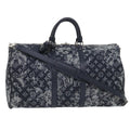 Louis Vuitton Keepall Bandouliere Bag Monogram Tapestry Canvas Navy Canvas Bag