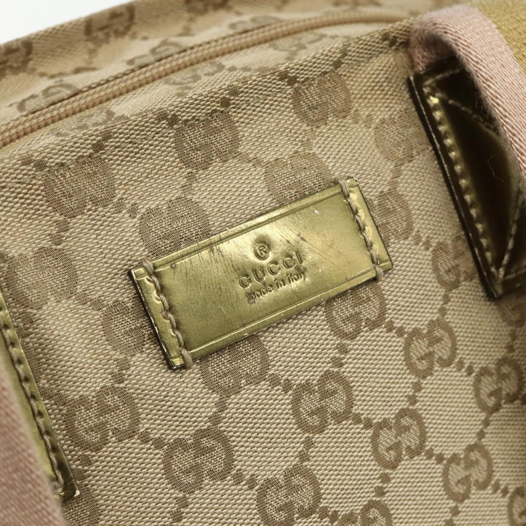 Gucci Web Zip Tote Gg Canvas Beige Canvas Tote Bag Bag (Pre-Owned)