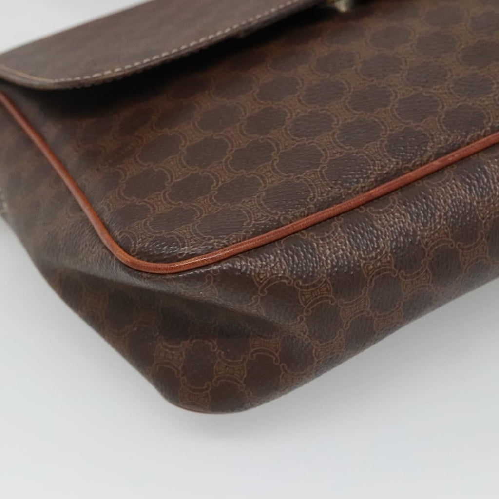 Celine Vintage Macadam Shoulder Bag Canvas Brown Canvas Shoulder Bag Bag