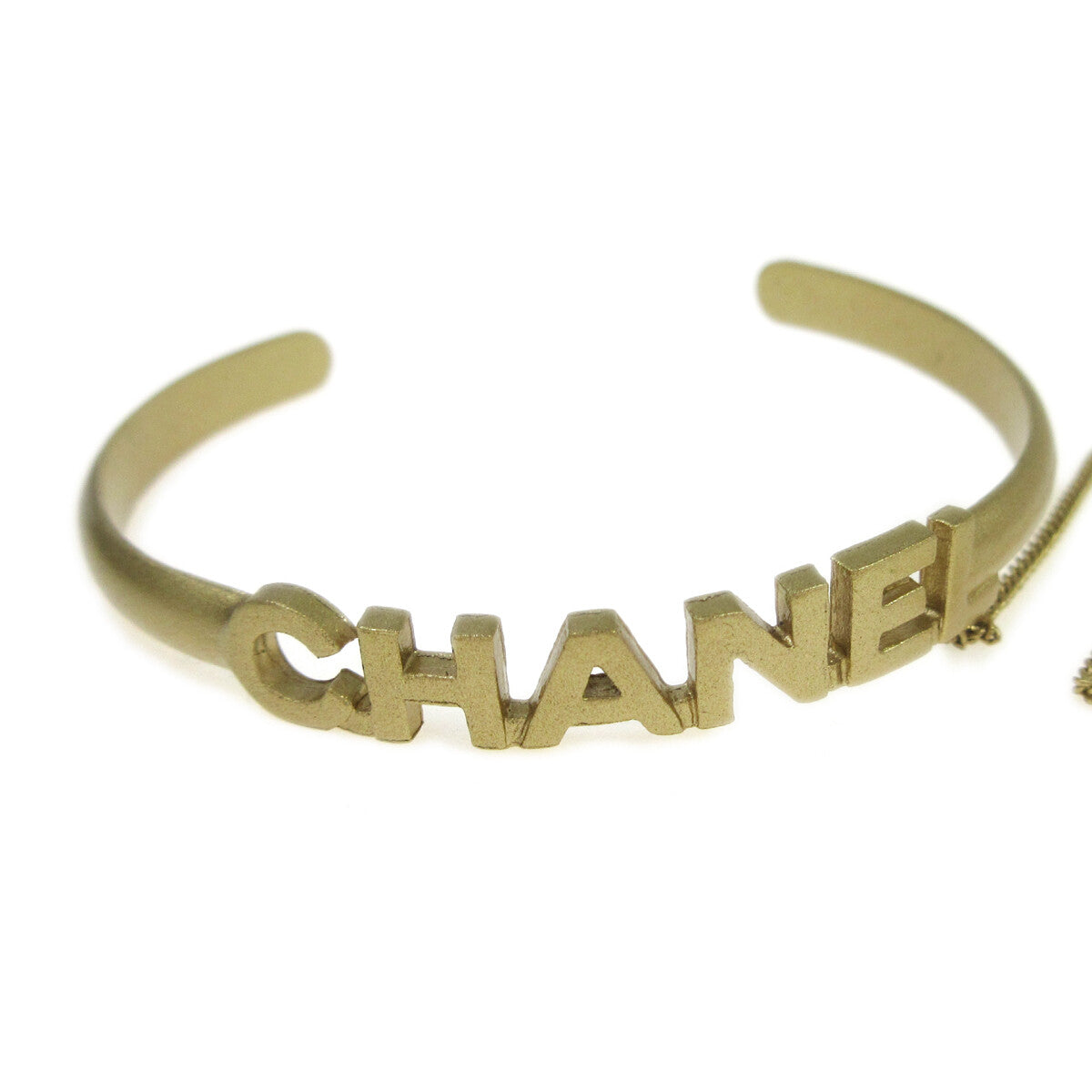 Chanel Logo Cuff With Cc Ring Metal With Crystal Gold Gold Bracelet Jewelry