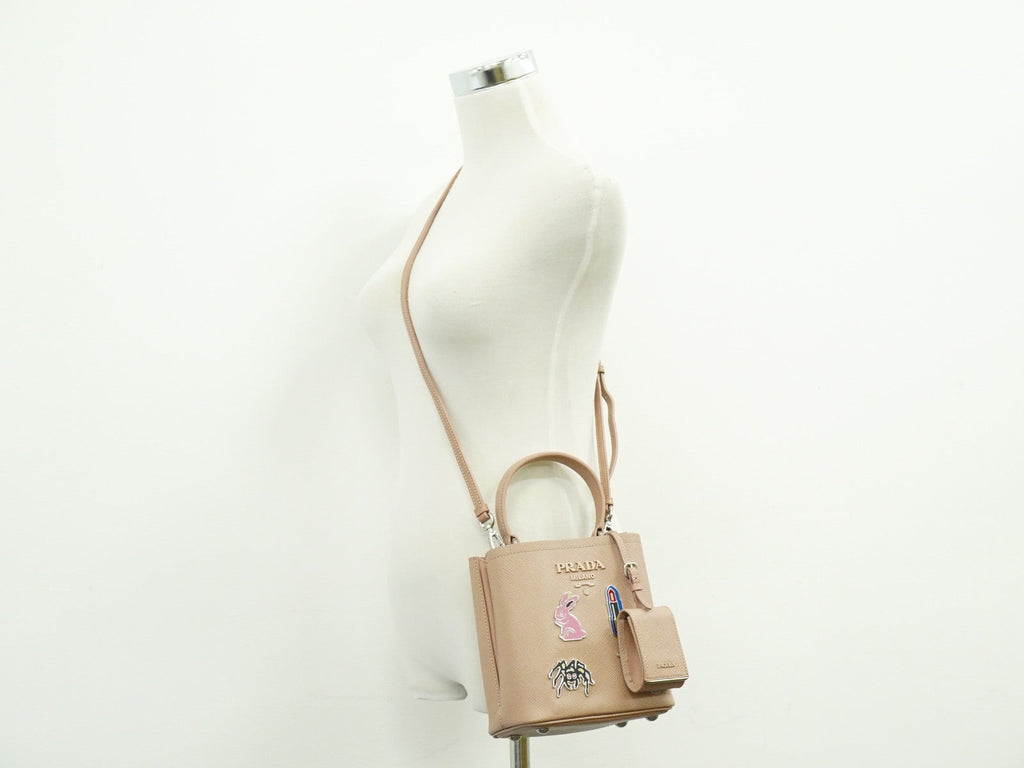 Prada Panier Bucket Bag Saffiano Leather Beige Leather Bag