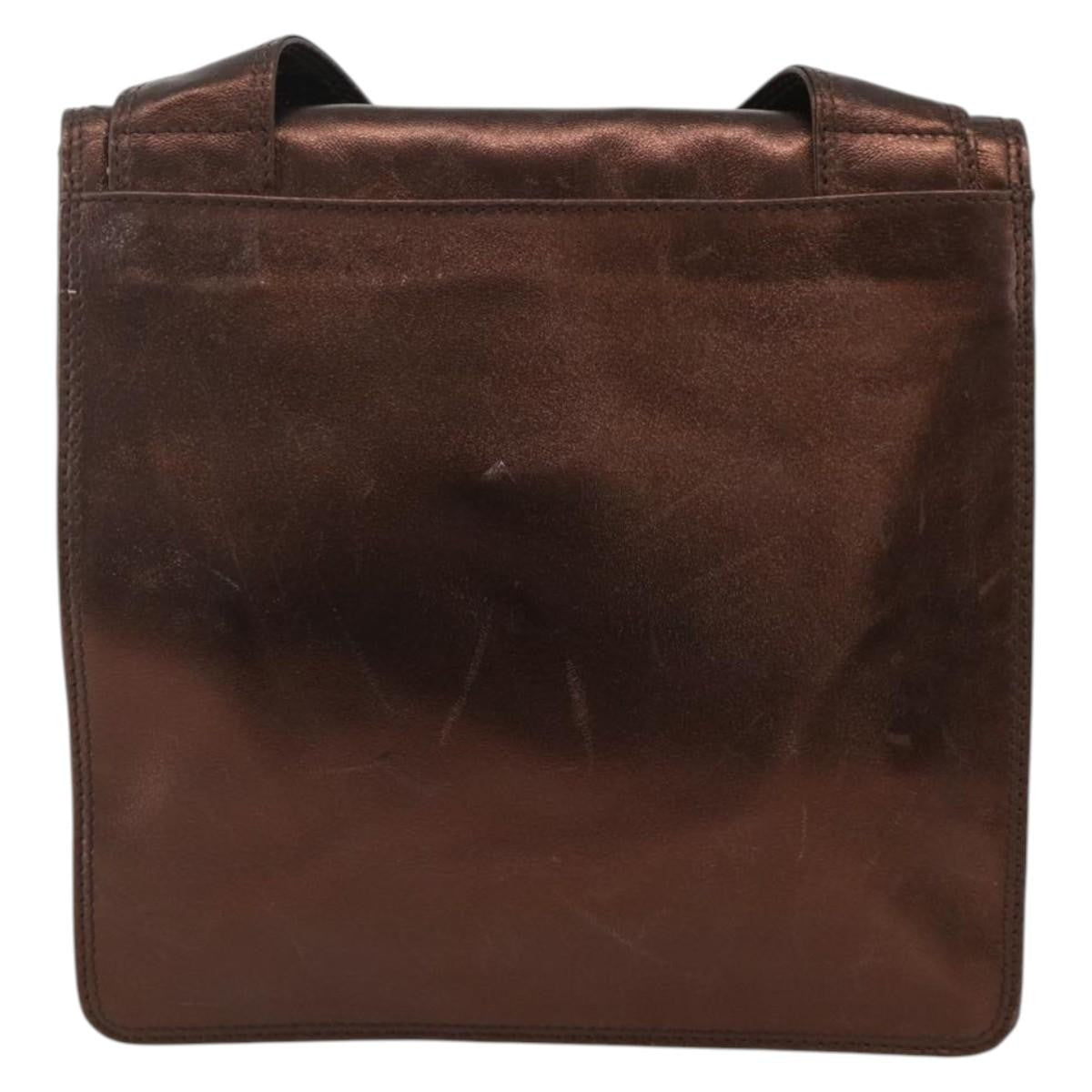Chanel Vintage Logo Flap Messenger Bag Leather Brown Leather Shoulder Bag Bag