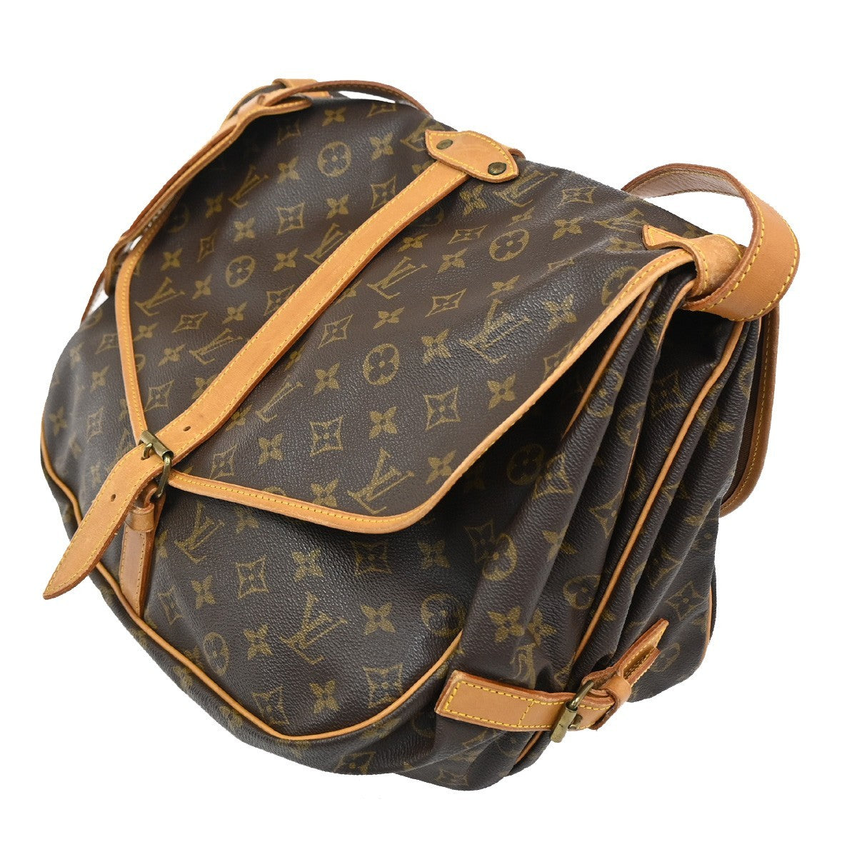 Louis Vuitton Saumur Handbag Monogram Canvas Brown Canvas Shoulder Bag