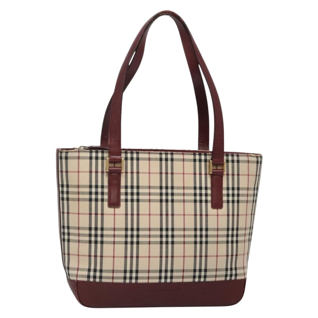 Burberry Nova Check Tote Canvas And Leather Beige Canvas Tote Bag