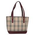 Burberry Nova Check Tote Canvas And Leather Beige Canvas Tote Bag