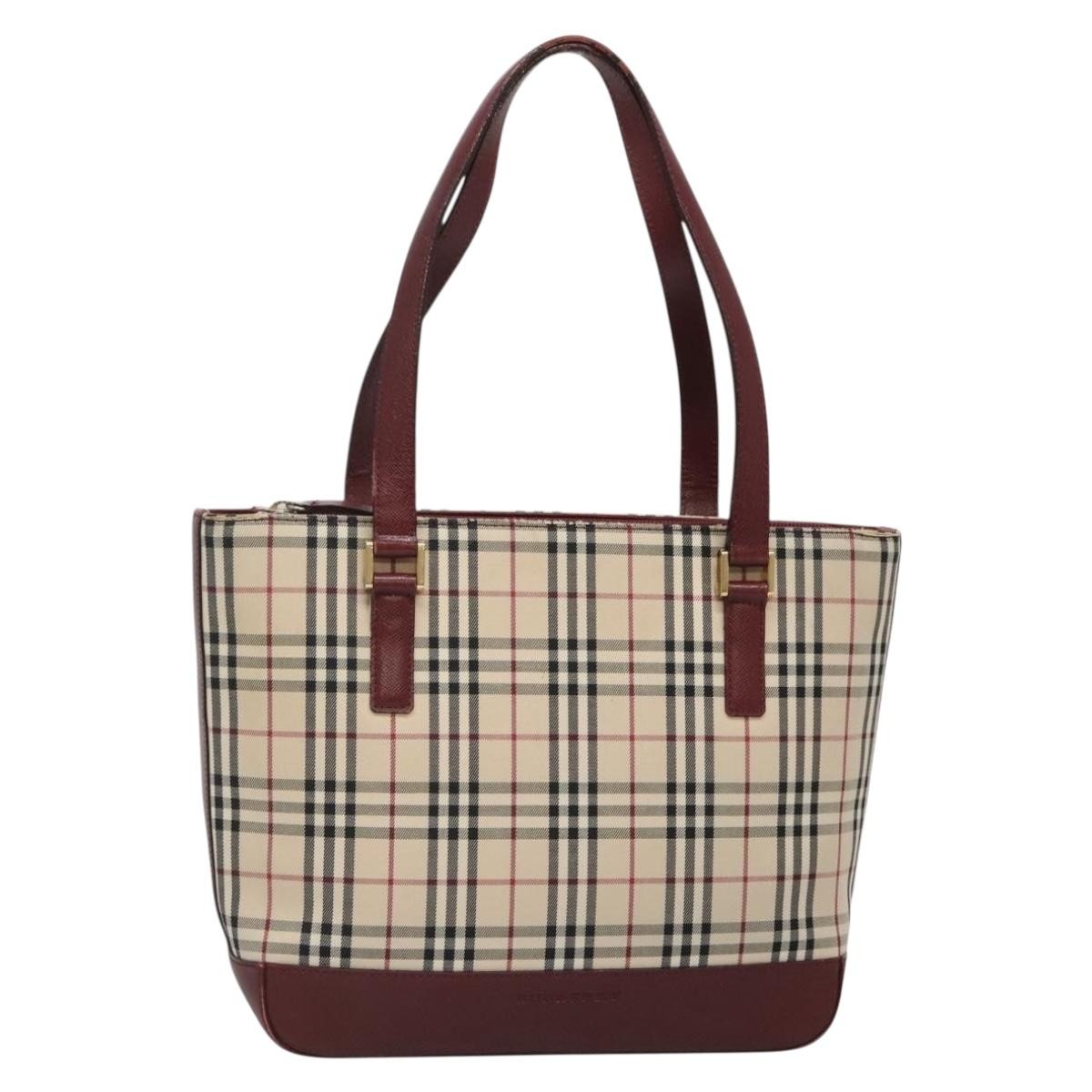 Burberry Nova Check Tote Canvas And Leather Beige Canvas Tote Bag
