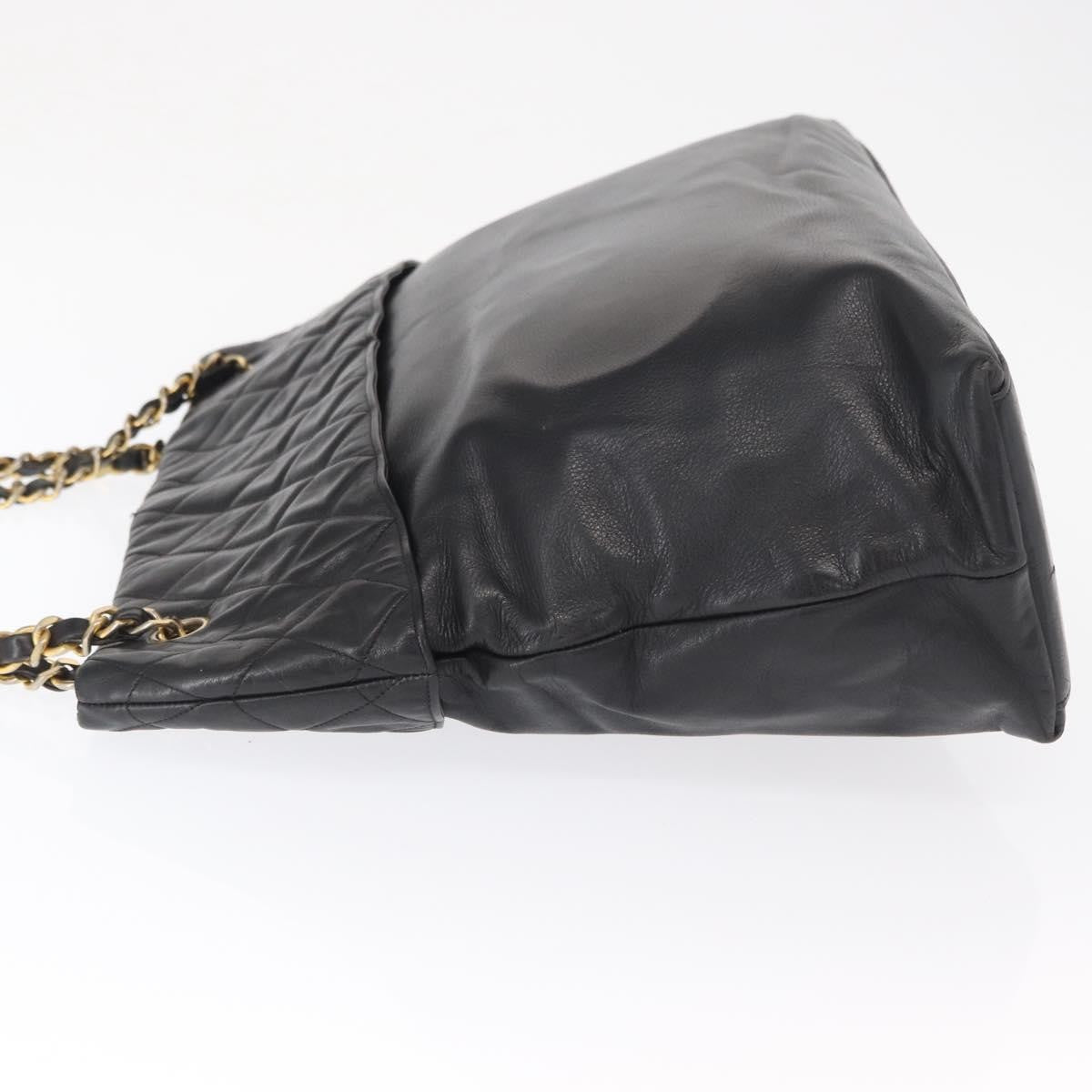 Chanel Chain Tote Leather Black Leather Handbag