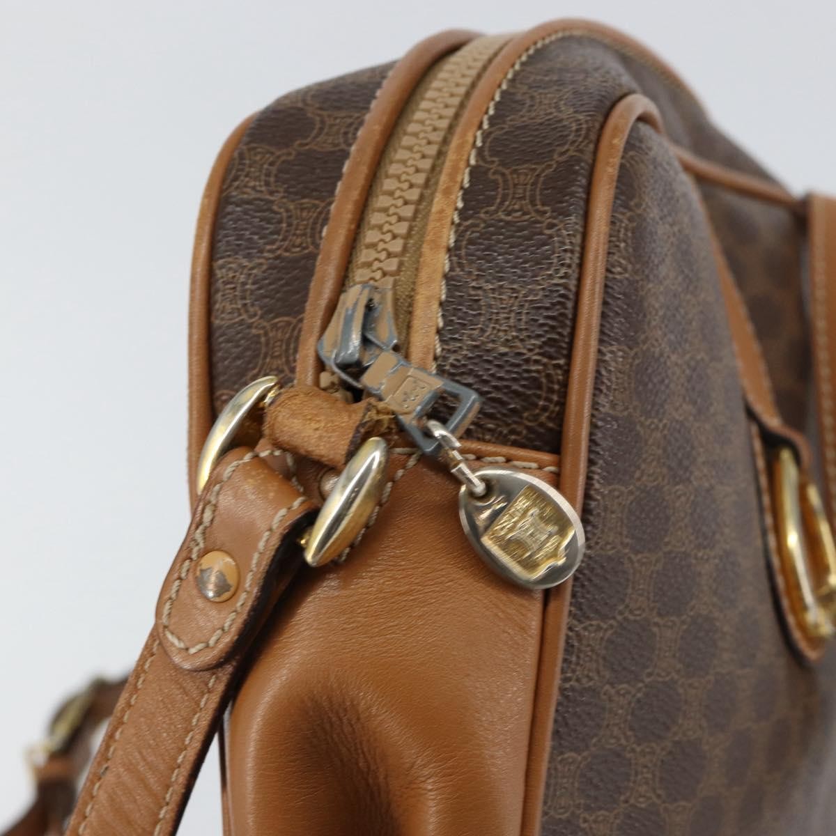 Celine Vintage Macadam Shoulder Bag Canvas And Leather Brown Canvas Shoulder Bag Bag