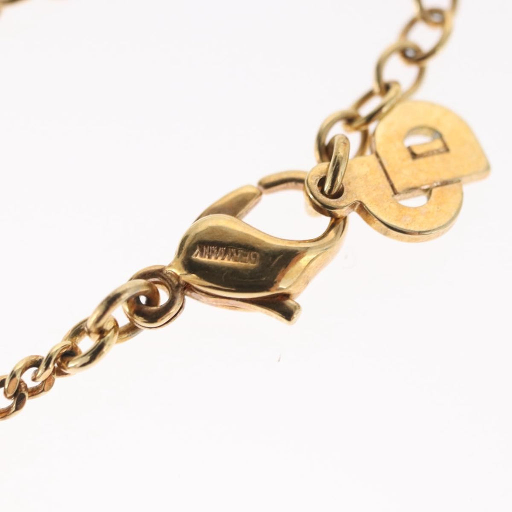 Christian Dior Vintage Logo Round Pendant Necklace Metal And Crystals Gold Metal Necklace Jewelry (Pre-Owned)