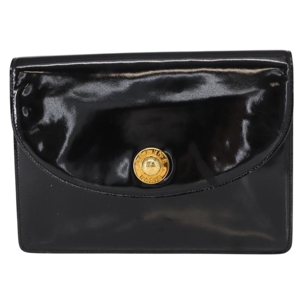Celine Clutch Bag Enamel Black Patent_Leather Clutche & Pouche Bag