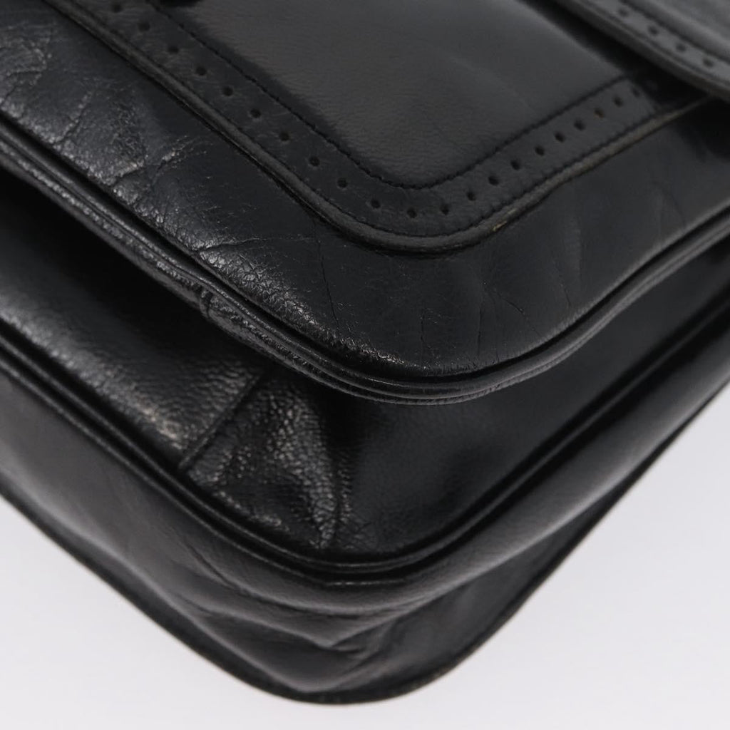 Saint Laurent Vintage Shoulder Bag Leather Black Leather Shoulder Bag Bag (Pre-Owned)