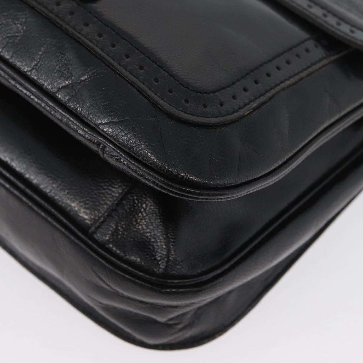 Saint Laurent Vintage Shoulder Bag Leather Black Leather Shoulder Bag Bag (Pre-Owned)