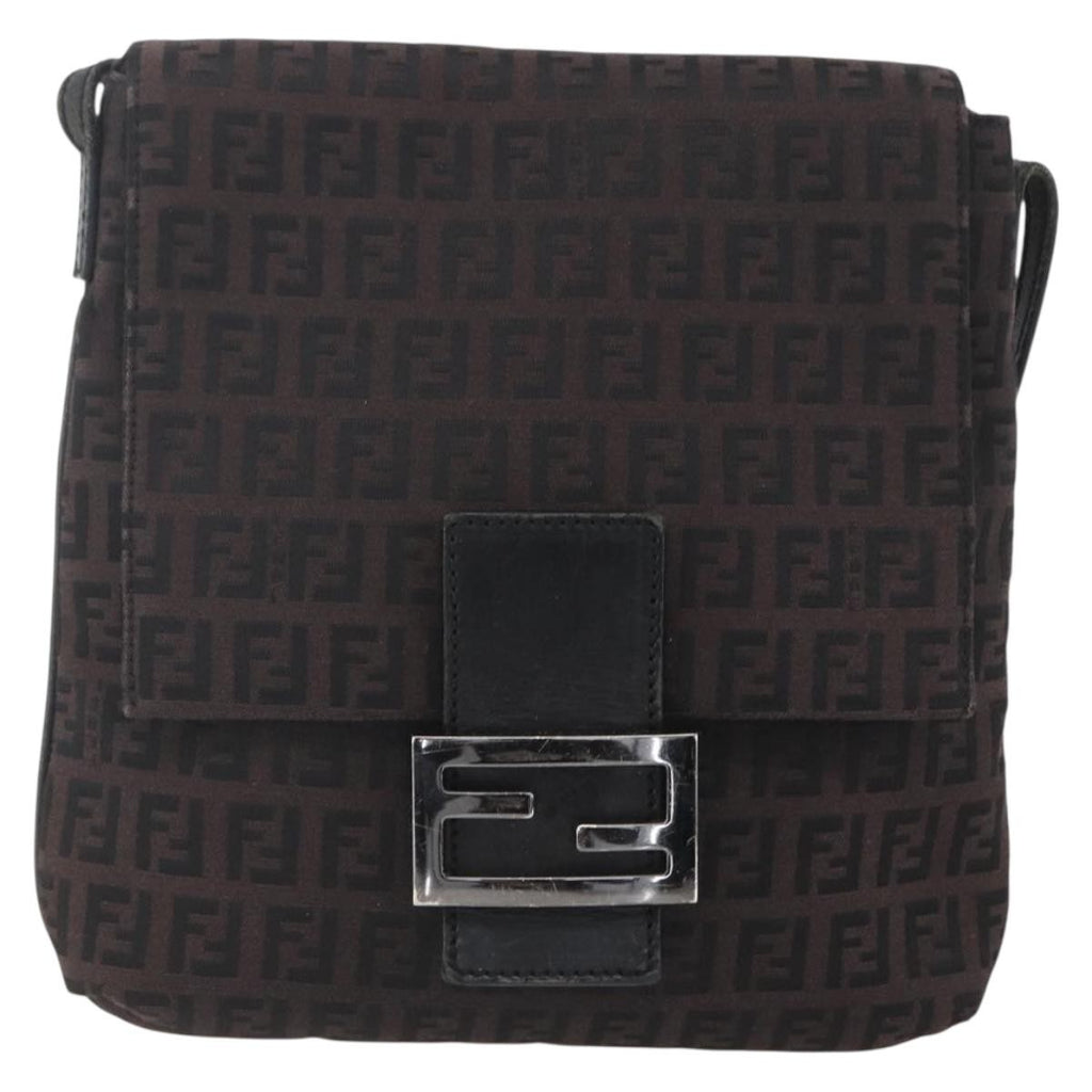Fendi Vintage Flap Crossbody Bag Zucchino Canvas Brown Canvas Shoulder Bag Bag
