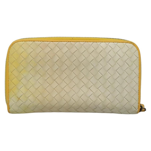 Bottega Veneta Intrecciato Long Zip  Wallet Leather Beige Leather Wallets Accessory