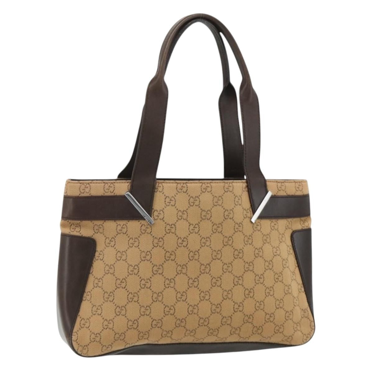 Gucci Vintage Tote Canvas Beige Canvas Tote Bag Bag (Pre-Owned)