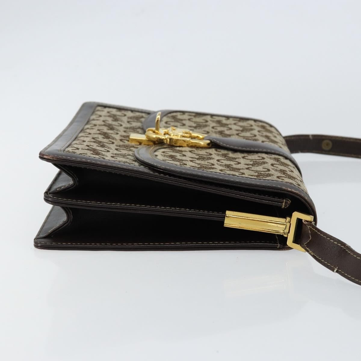 Celine C Sulky Shoulder Bag Canvas And Leather Brown Canvas Shoulder Bag Bag