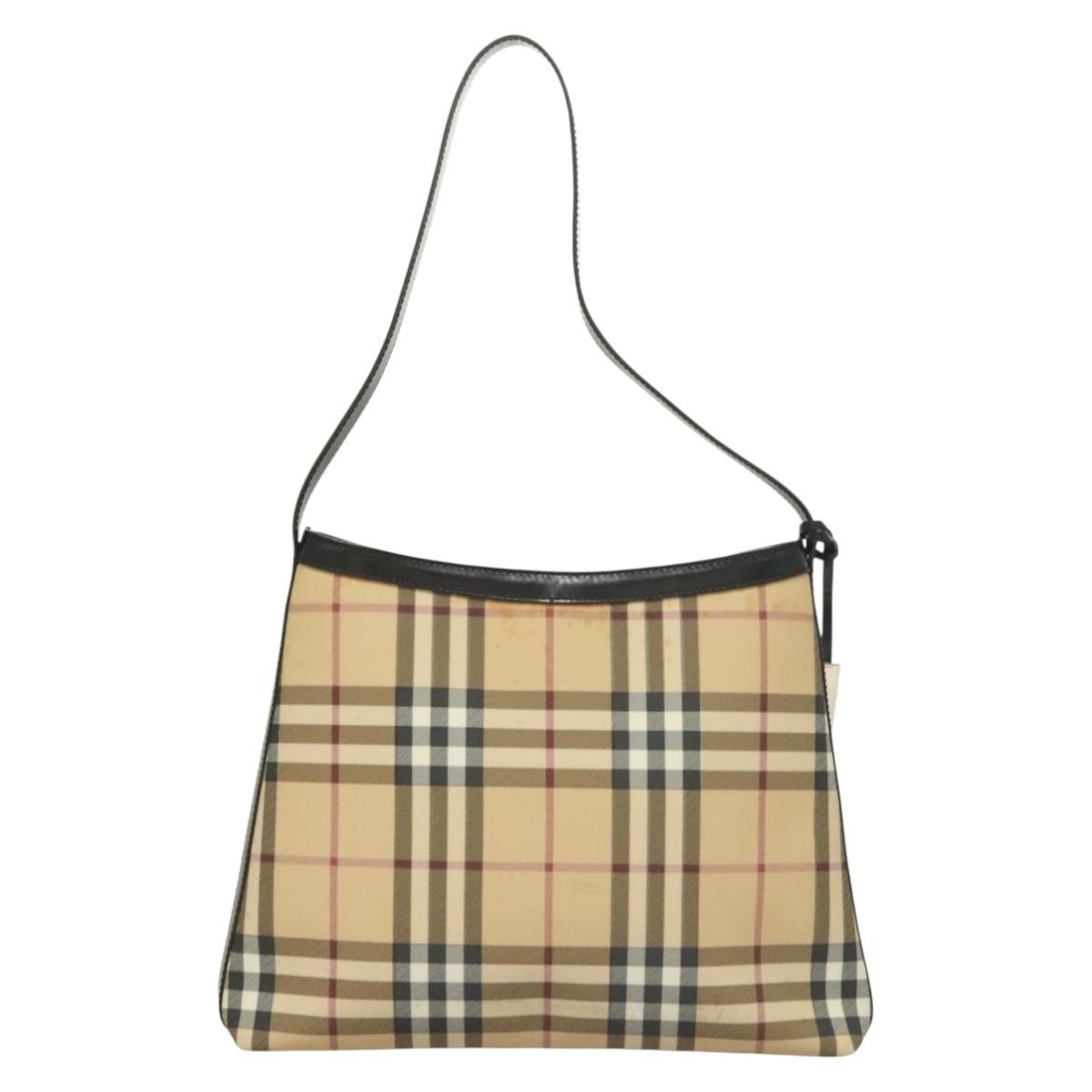 Burberry Shoulder Bag Nova Check Canvas Beige Pvc Bag