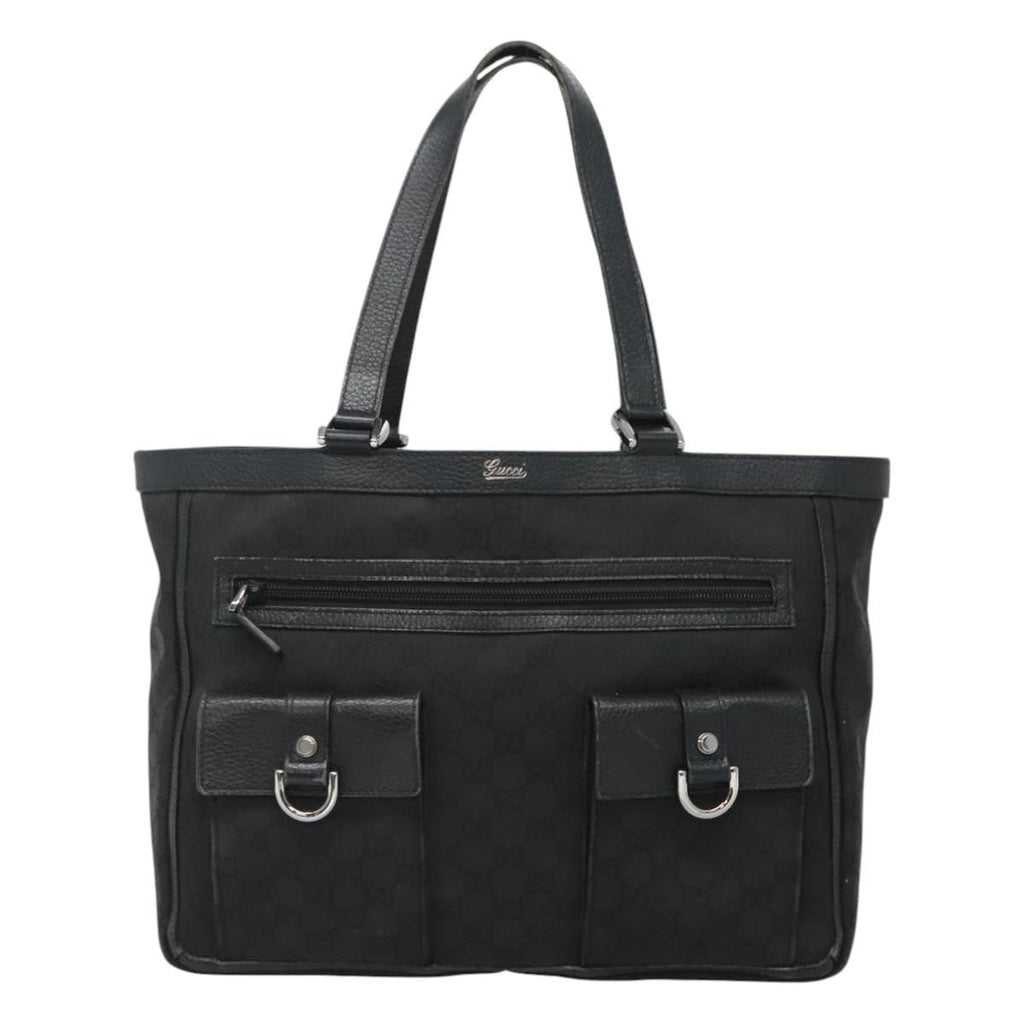 Gucci Abbey Pocket Tote Gg Canvas Black Canvas Tote Bag Bag (Pre-Owned)