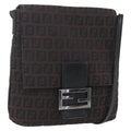 Fendi Vintage Flap Crossbody Bag Zucchino Canvas Brown Canvas Shoulder Bag Bag