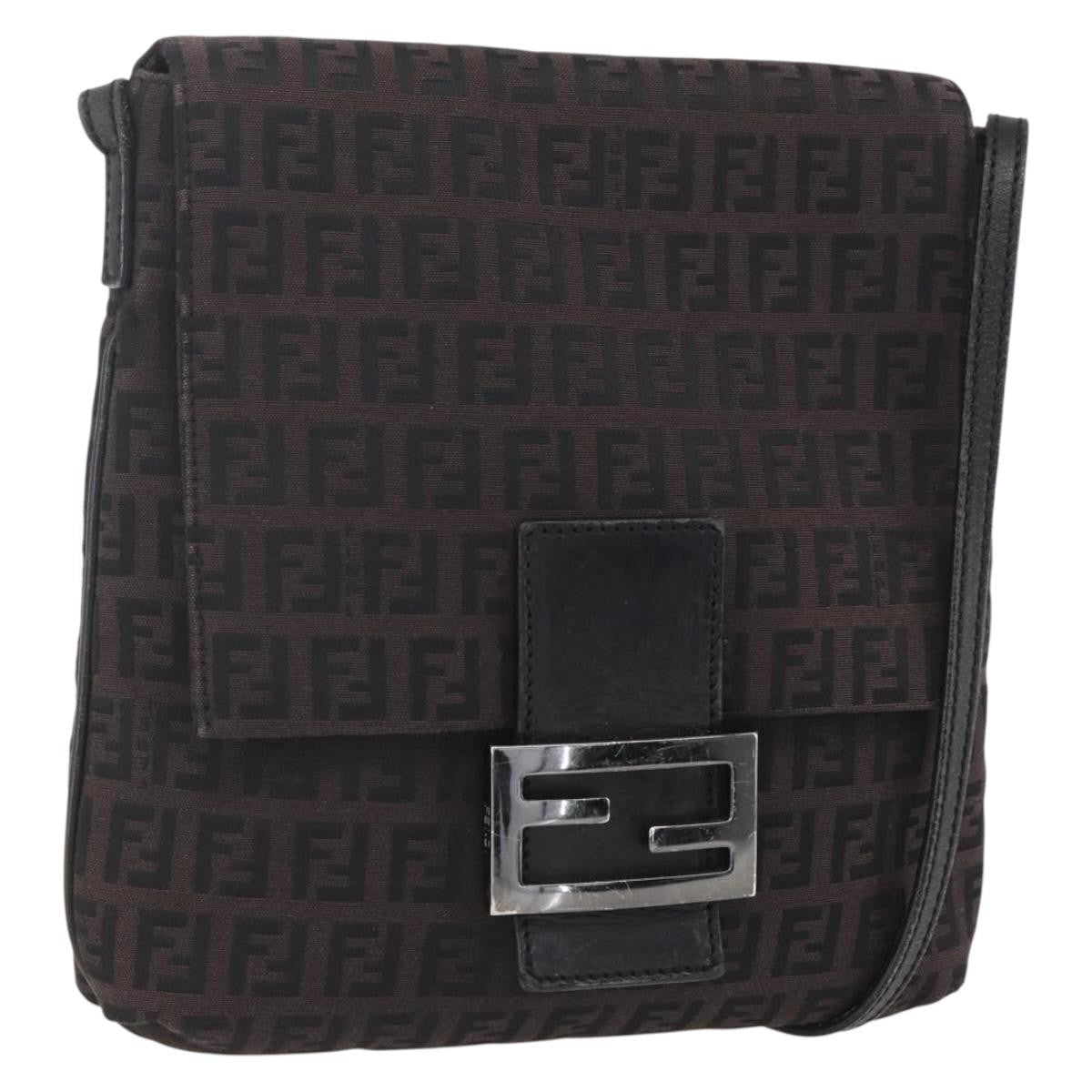 Fendi Vintage Flap Crossbody Bag Zucchino Canvas Brown Canvas Shoulder Bag Bag