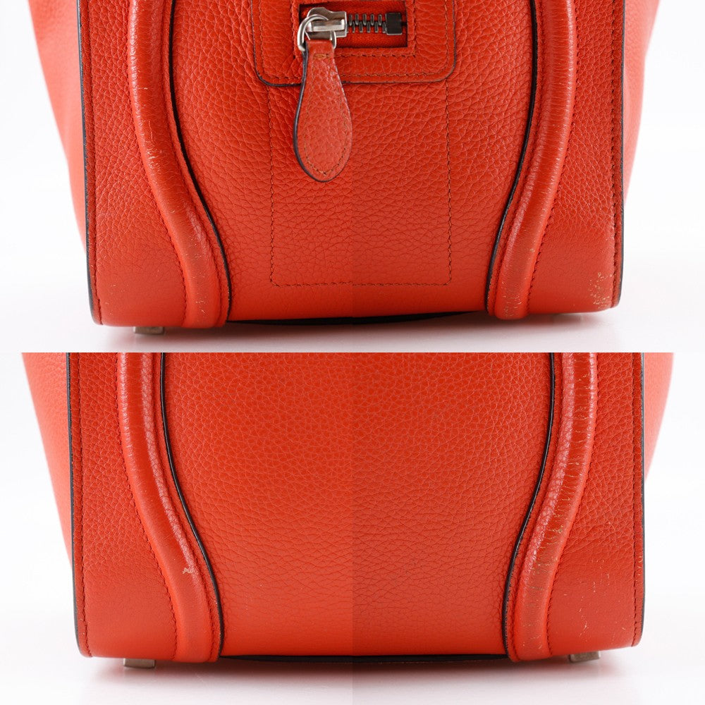 Celine Luggage Bag Grainy Leather Red Calfskin Handbag