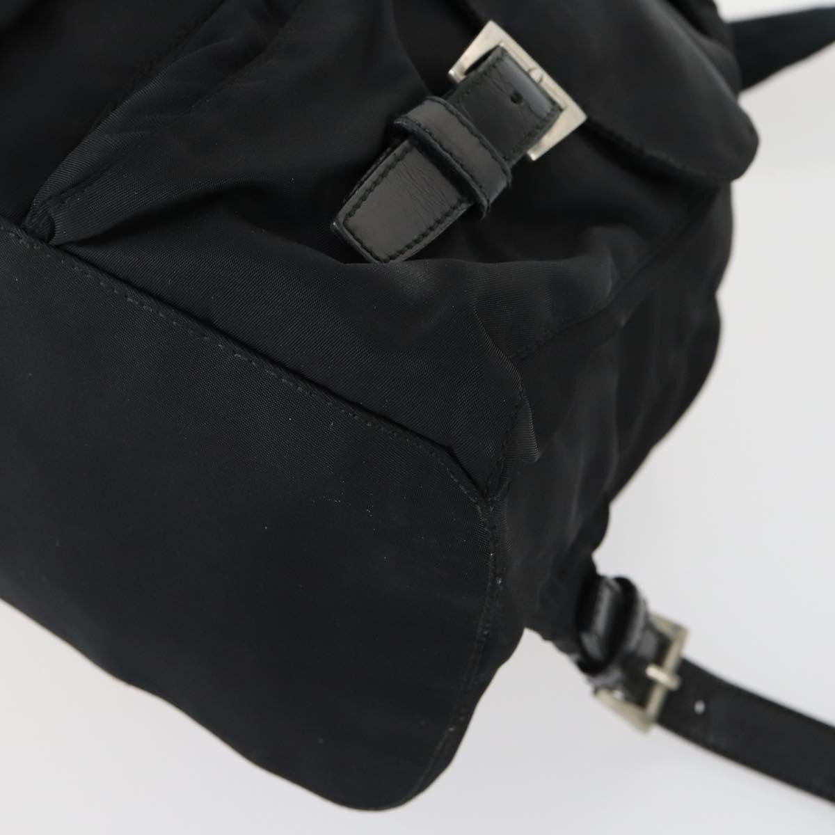 Prada Vela Double Front Pocket Backpack Tessuto With Saffiano Leather Black Nylon Backpack Bag