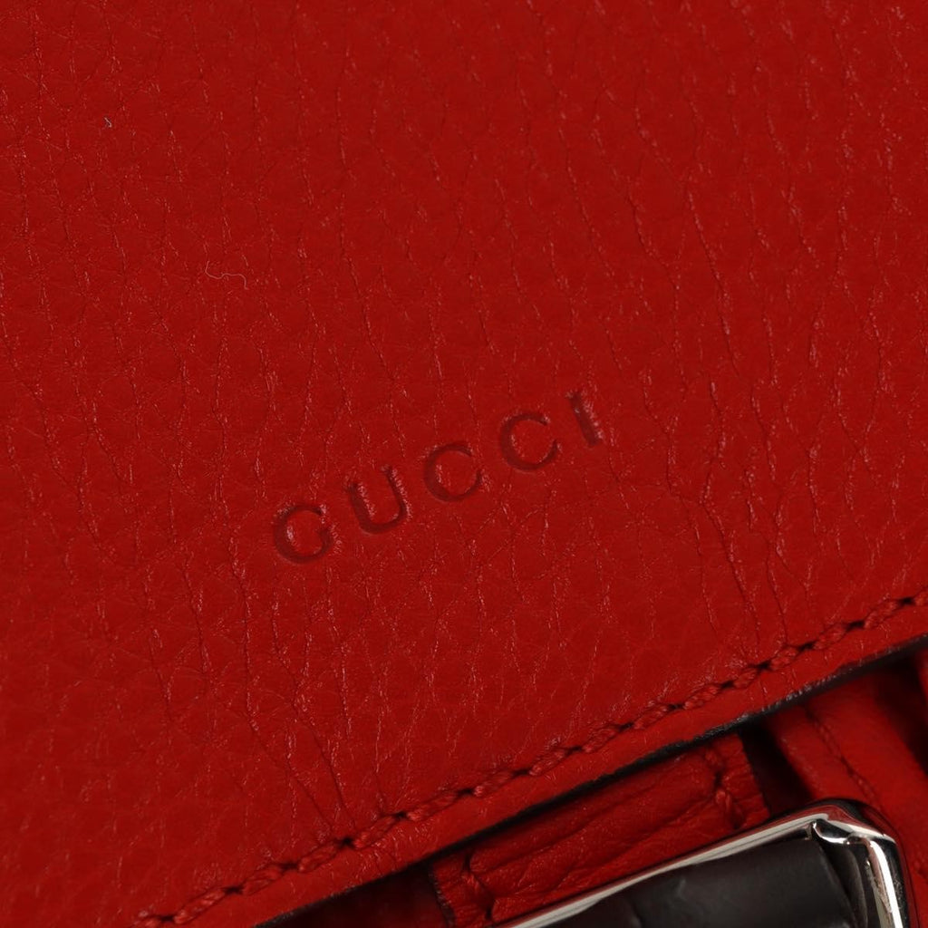 Gucci Bamboo Tassel Backpack Leather Red Leather Backpack Bag (Pre-Owned)