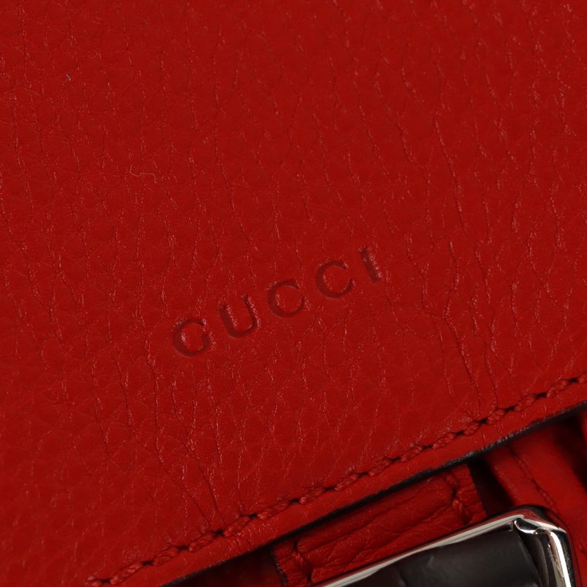Gucci Bamboo Tassel Backpack Leather Red Leather Backpack Bag (Pre-Owned)